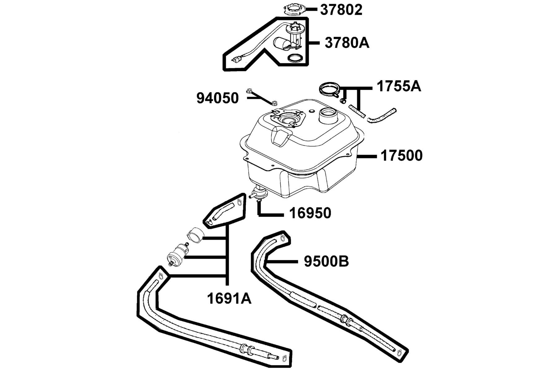SUPER 8 50X (2020) Fuel Tank parts diagram